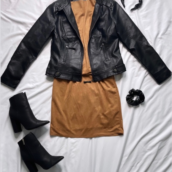 TCEC Faux Suede Camel Sleeveless Dress NWT - Picture 4 of 4